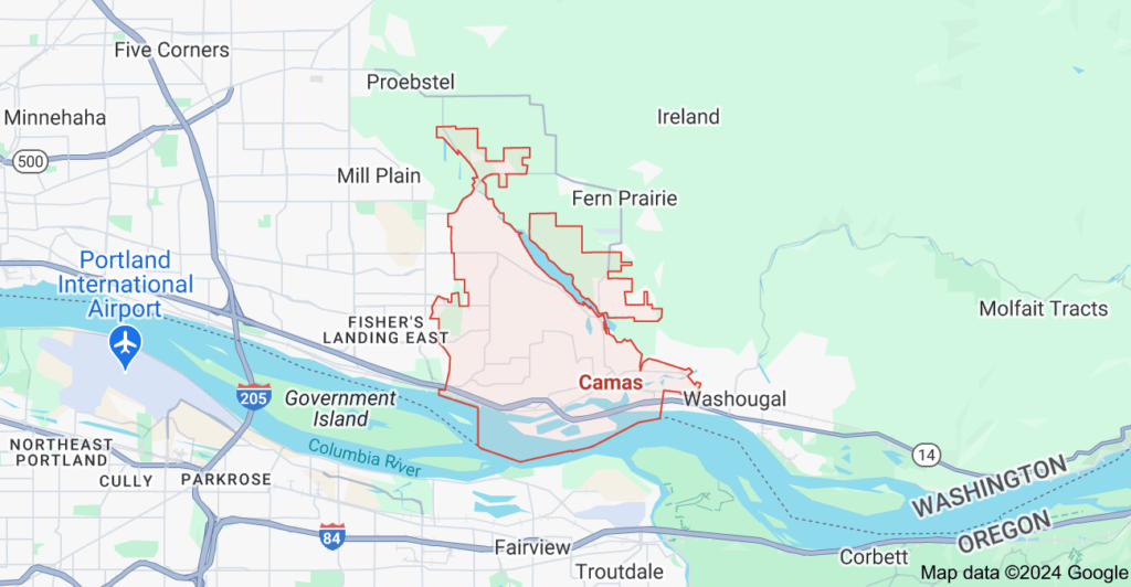 Camas, WA Map - Junk Removal